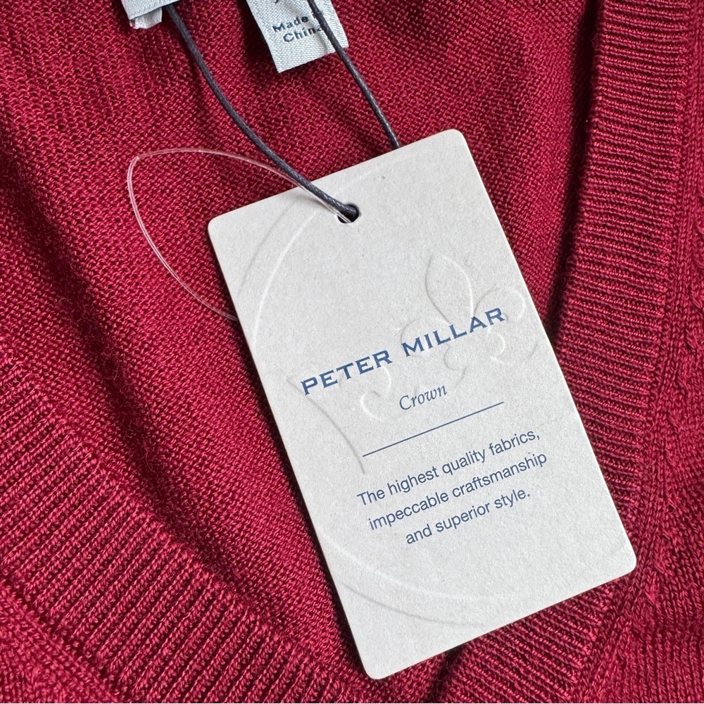 Peter Millar v-neck burgundy WOOL  sweater size XL NWT - Picture 8 of 11